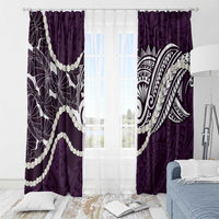 Aloha Hawaii Kalo Pikake Lei Window Curtain Chest Tattoo Purple Hawaiian Pattern
