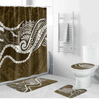 Aloha Hawaii Kalo Pikake Lei Bathroom Set Chest Tattoo Gold Hawaiian Pattern LT14 Bathroom Set (4 pcs) Gold - Polynesian Pride