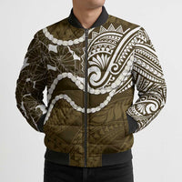 Aloha Hawaii Kalo Pikake Lei Bomber Puffer Jacket Chest Tattoo Gold Hawaiian Pattern LT14 - Polynesian Pride