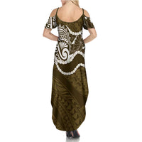 Aloha Hawaii Kalo Pikake Lei Family Matching Summer Maxi Dress and Hawaiian Shirt Chest Tattoo Gold Hawaiian Pattern