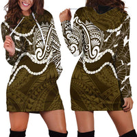 Aloha Hawaii Kalo Pikake Lei Hoodie Dress Chest Tattoo Gold Hawaiian Pattern