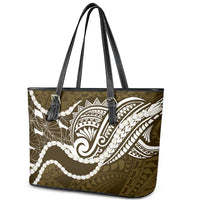 Aloha Hawaii Kalo Pikake Lei Leather Tote Bag Chest Tattoo Gold Hawaiian Pattern