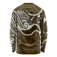 Aloha Hawaii Kalo Pikake Lei Long Sleeve Shirt Chest Tattoo Gold Hawaiian Pattern