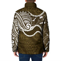 Aloha Hawaii Kalo Pikake Lei Padded Jacket Chest Tattoo Gold Hawaiian Pattern LT14 - Polynesian Pride