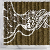 Aloha Hawaii Kalo Pikake Lei Shower Curtain Chest Tattoo Gold Hawaiian Pattern