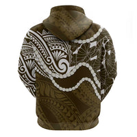 Aloha Hawaii Kalo Pikake Lei Zip Hoodie Chest Tattoo Gold Hawaiian Pattern