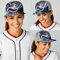 Aloha Hawaii Kalo Pikake Lei Baseball Net Cap Chest Tattoo Oxford Blue Hawaiian Pattern