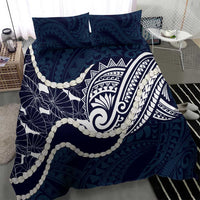 Aloha Hawaii Kalo Pikake Lei Bedding Set Chest Tattoo Oxford Blue Hawaiian Pattern