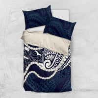 Aloha Hawaii Kalo Pikake Lei Bedding Set Chest Tattoo Oxford Blue Hawaiian Pattern