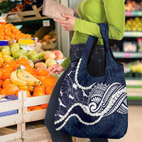 Aloha Hawaii Kalo Pikake Lei Grocery Bag Chest Tattoo Oxford Blue Hawaiian Pattern