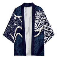 Aloha Hawaii Kalo Pikake Lei Kimono Chest Tattoo Oxford Blue Hawaiian Pattern