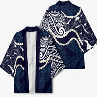 Aloha Hawaii Kalo Pikake Lei Kimono Chest Tattoo Oxford Blue Hawaiian Pattern