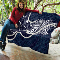 Aloha Hawaii Kalo Pikake Lei Quilt Chest Tattoo Oxford Blue Hawaiian Pattern
