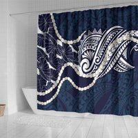 Aloha Hawaii Kalo Pikake Lei Shower Curtain Chest Tattoo Oxford Blue Hawaiian Pattern LT14 - Polynesian Pride