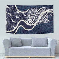 Aloha Hawaii Kalo Pikake Lei Tapestry Chest Tattoo Oxford Blue Hawaiian Pattern