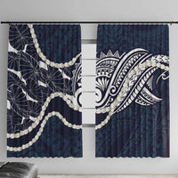 Aloha Hawaii Kalo Pikake Lei Window Curtain Chest Tattoo Oxford Blue Hawaiian Pattern