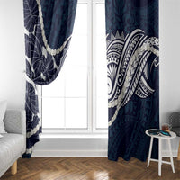 Aloha Hawaii Kalo Pikake Lei Window Curtain Chest Tattoo Oxford Blue Hawaiian Pattern