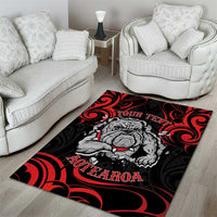 Personalised Aotearoa Bulldog Area Rug NZ Maori Tattoo