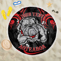 Personalised Aotearoa Bulldog Beach Blanket NZ Maori Tattoo