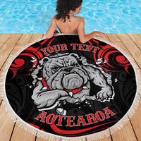 Personalised Aotearoa Bulldog Beach Blanket NZ Maori Tattoo