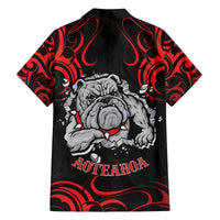 Personalised Aotearoa Bulldog Family Matching Off The Shoulder Long Sleeve Dress and Hawaiian Shirt NZ Maori Tattoo