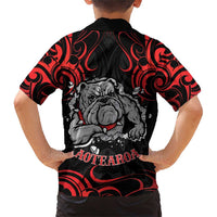 Personalised Aotearoa Bulldog Family Matching Short Sleeve Bodycon Dress and Hawaiian Shirt NZ Maori Tattoo