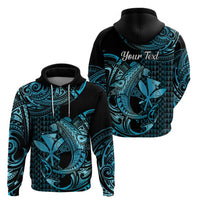 Custom Hawaii Hammerhead Shark Hoodie Polynesian Kakau With Kanaka Turquoise LT14 Pullover Hoodie Turquoise - Polynesian Pride