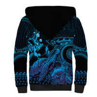Blue Aloha Hawaii Sherpa Hoodie Snorkeling With Sea Turtle Polynesian Pattern LT14 - Polynesian Pride