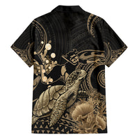 Gold Aloha Hawaii Family Matching Tank Maxi Dress and Hawaiian Shirt Snorkeling With Sea Turtle Polynesian Pattern
