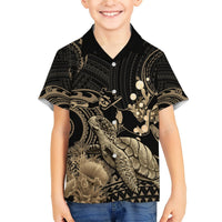 Gold Aloha Hawaii Hawaiian Shirt Snorkeling With Sea Turtle Polynesian Pattern LT14 - Polynesian Pride