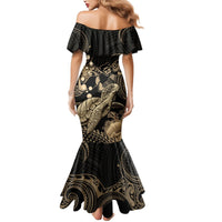 Gold Aloha Hawaii Mermaid Dress Snorkeling With Sea Turtle Polynesian Pattern LT14 - Polynesian Pride