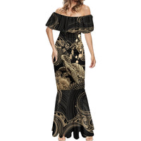Gold Aloha Hawaii Mermaid Dress Snorkeling With Sea Turtle Polynesian Pattern LT14 - Polynesian Pride