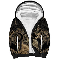 Gold Aloha Hawaii Sherpa Hoodie Snorkeling With Sea Turtle Polynesian Pattern LT14 Unisex Gold - Polynesian Pride