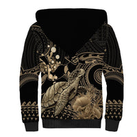 Gold Aloha Hawaii Sherpa Hoodie Snorkeling With Sea Turtle Polynesian Pattern LT14 - Polynesian Pride