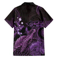 Purple Aloha Hawaii Family Matching Off The Shoulder Long Sleeve Dress and Hawaiian Shirt Snorkeling With Sea Turtle Polynesian Pattern