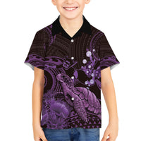 Purple Aloha Hawaii Family Matching Short Sleeve Bodycon Dress and Hawaiian Shirt Snorkeling With Sea Turtle Polynesian Pattern
