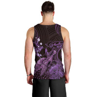 Purple Aloha Hawaii Men Tank Top Snorkeling With Sea Turtle Polynesian Pattern