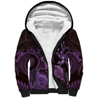 Purple Aloha Hawaii Sherpa Hoodie Snorkeling With Sea Turtle Polynesian Pattern LT14 Unisex Purple - Polynesian Pride