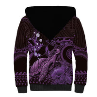 Purple Aloha Hawaii Sherpa Hoodie Snorkeling With Sea Turtle Polynesian Pattern LT14 - Polynesian Pride