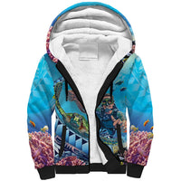 Hawaii Snorkeling Honu Turtle Sherpa Hoodie Under The Ocean Vibes LT14 Unisex Blue - Polynesian Pride