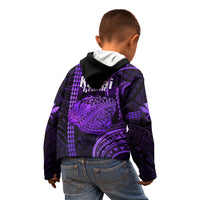 Polynesian Pride Hawaiian Islands Kid Hoodie Kauai Map Purple Kanaka With Kakau LT14 - Polynesian Pride