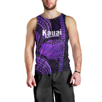 Personalised Hawaiian Islands Men Tank Top Kauai Map Purple Kanaka With Kakau LT14 - Polynesian Pride