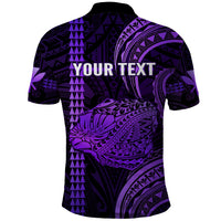 Custom Hawaiian Islands Polo Shirt Kauai Map Purple Kanaka With Kakau LT14 - Polynesian Pride