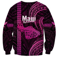 Polynesian Pride Hawaiian Islands Sweatshirt Maui Map Pink Kanaka With Kakau LT14 - Polynesian Pride
