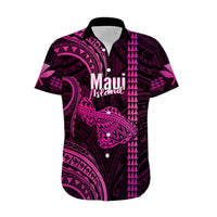 Personalised Hawaiian Islands Hawaiian Shirt Maui Map Pink Kanaka With Kakau LT14 Pink - Polynesian Pride