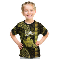 Polynesian Pride Hawaiian Islands Kid T Shirt Oahu Map Yellow Kanaka With Kakau LT14 Yellow - Polynesian Pride