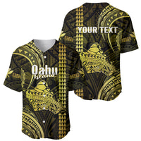 Personalised Hawaiian Islands Baseball Jersey Oahu Map Yellow Kanaka With Kakau LT14 - Polynesian Pride
