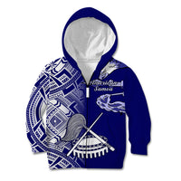 Personalised American Samoa Kid Hoodie July 4 Independence Day LT14 Zip Hoodie Blue - Polynesian Pride