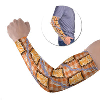 Aloha Hawaii Tiki Palaka Motifs Arm Sleeves Honohono Lei Orange Elegant Vibes