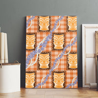 Aloha Hawaii Tiki Palaka Motifs Canvas Wall Art Honohono Lei Orange Elegant Vibes